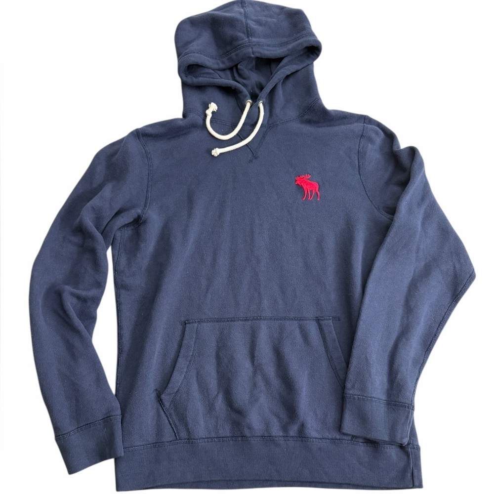 Abercrombie & Fitch Men’s Navy Hoodie Moose Logo Pullover Size Large